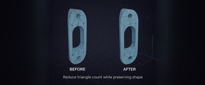 Mesh simplification and repair – before and after comparison